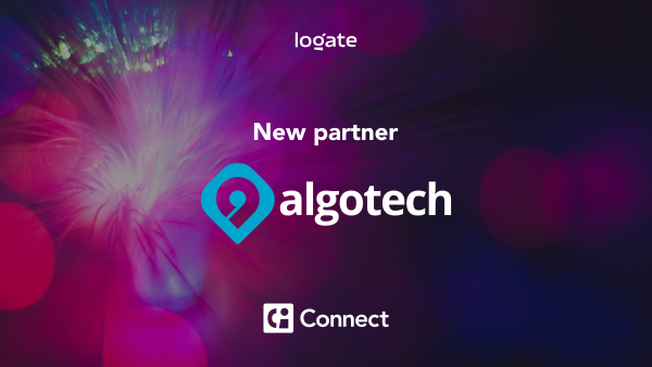 Graphic announcement of Logate and Algotech partnership